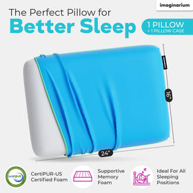 Imaginarium memory foam pillow cover removable for easy washing and freshness.