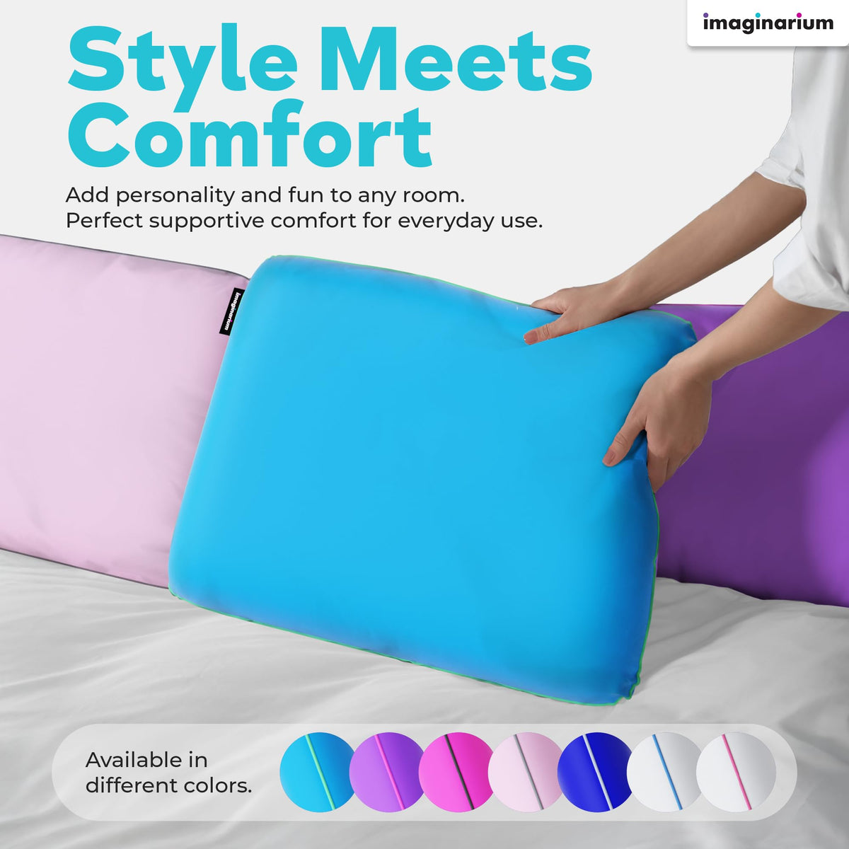 Imaginarium pillow for stomach sleepers with low loft and gentle support.