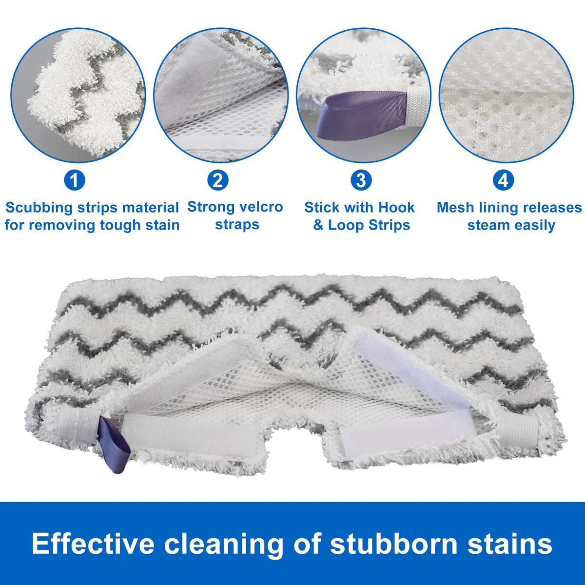 imeccalive steam mop pads hook-and-loop closure enables easy installation