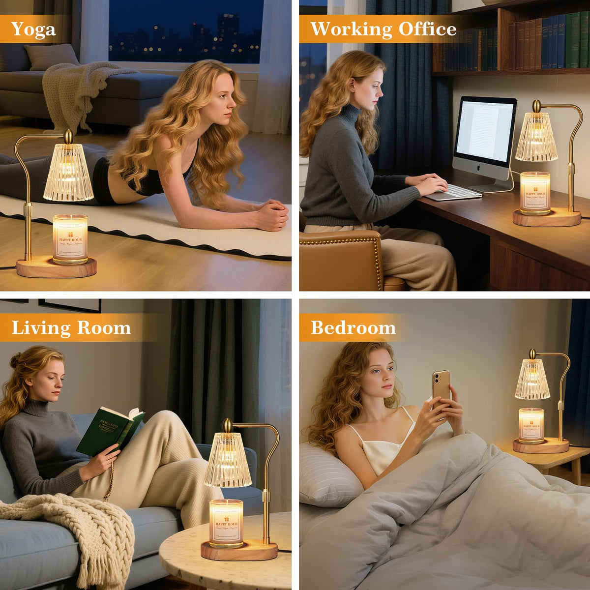 Imenlox Candle Warmer Lamp natural textures enhance decor.