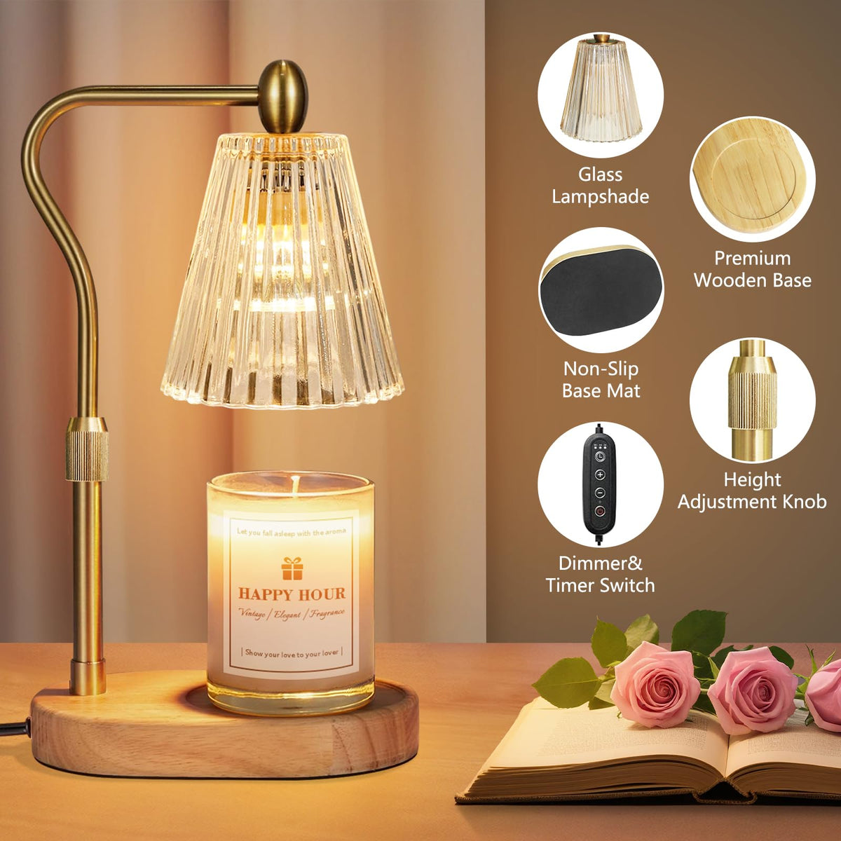Imenlox Candle Warmer Lamp non-slip base for stability.