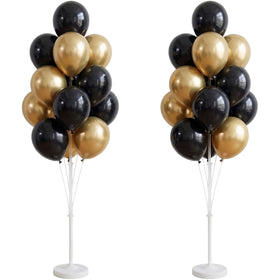IMISNO balloon column kit floor-stand-base enhances wedding entrances with elegant black-gold accents.