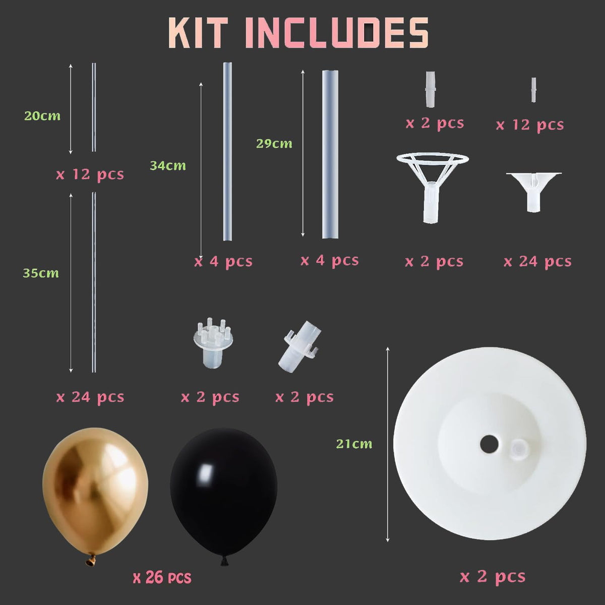 IMISNO balloon column kit floor-stand-base shown in action for chic birthday party decor.