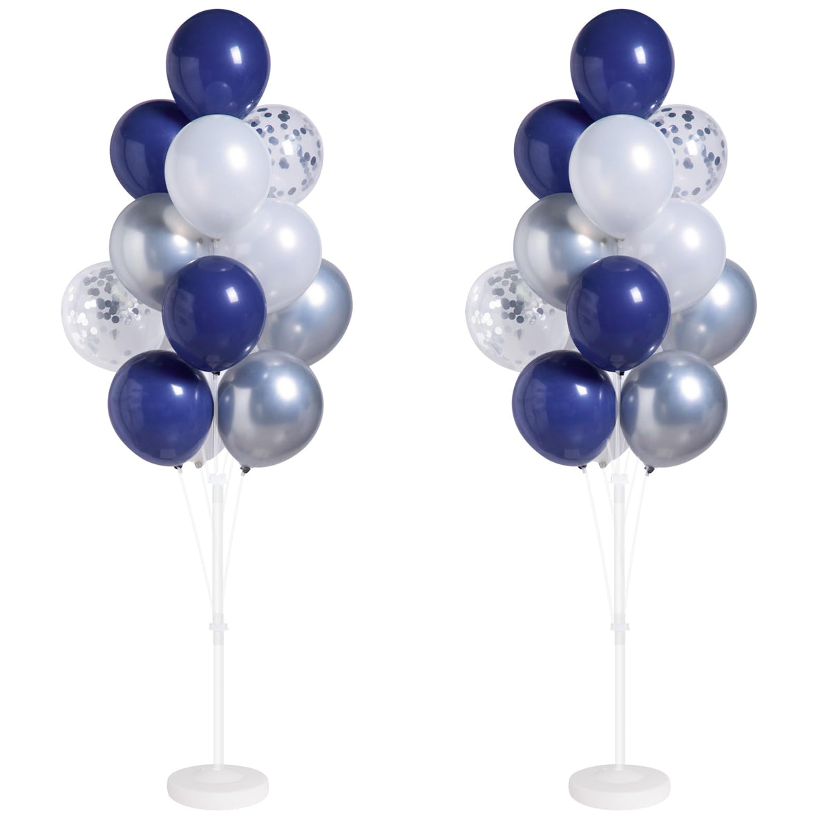 IMISNO navy blue silver confetti balloon column kit setup for elegant decor.