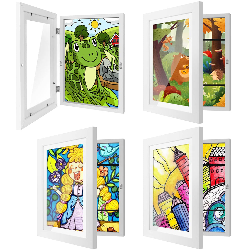 Immerrot 4 pack kids art frames front view for easy rotating artwork displays