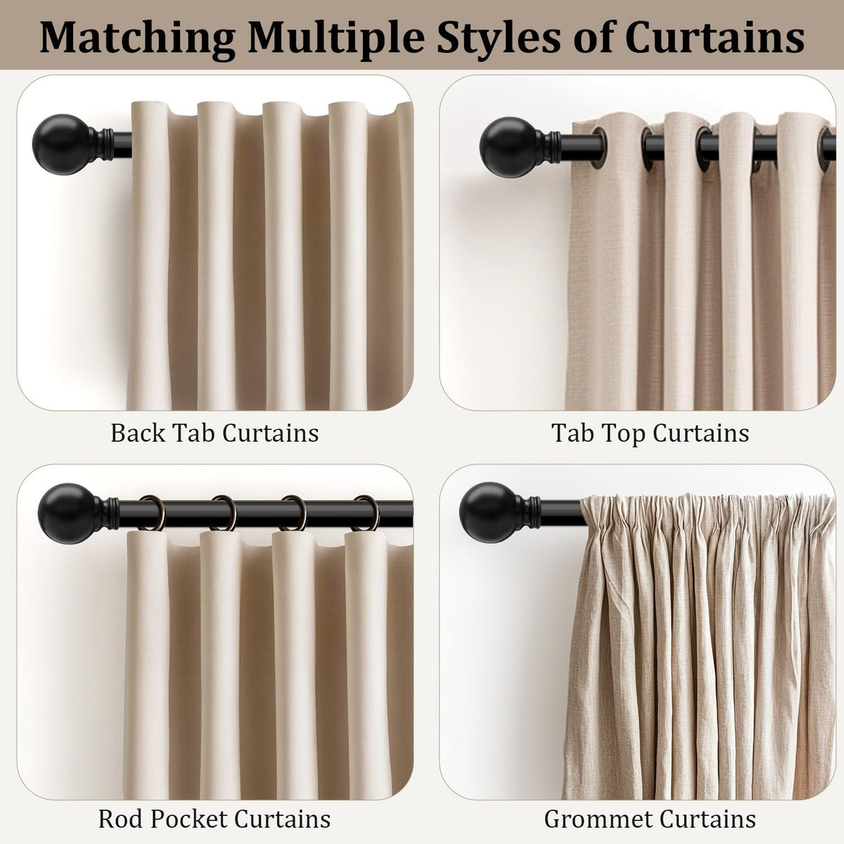 Immiehh brackets and screws included for secure curtain mounting.
