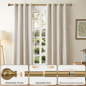 Immiehh brass finials add elegance while improving rod stability.