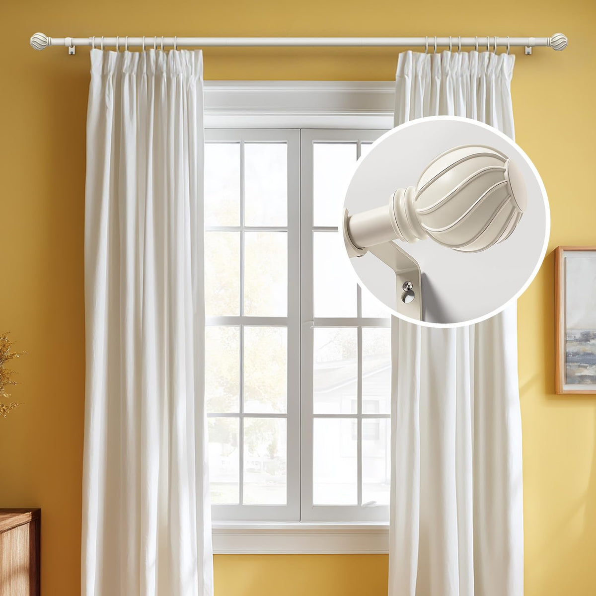 Immiehh telescoping adjustable length rod adapts to window widths
