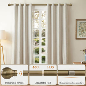 Immiehh metal finials curtain rod features durable construction and decorative appeal.