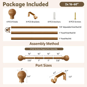 Immiehh size guide image clarifies overlap and window measurement for proper rod length.