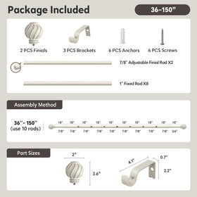 Immiehh white curtain rod suits bedrooms kitchens and cafes