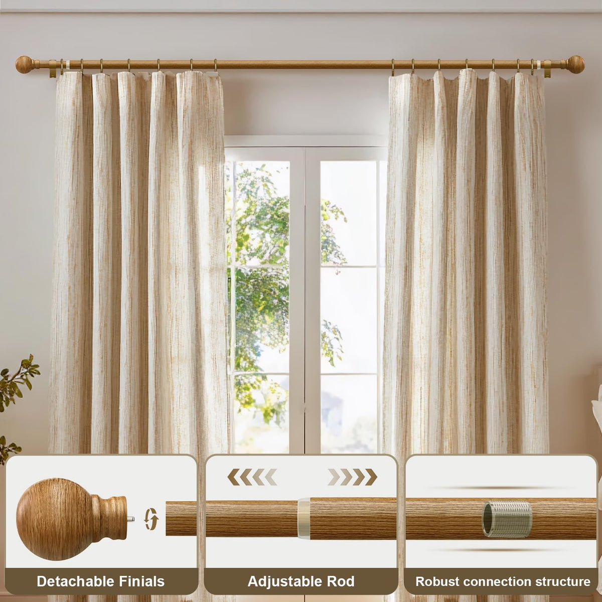 Immiehh wood grain finish adds warm natural ambience.