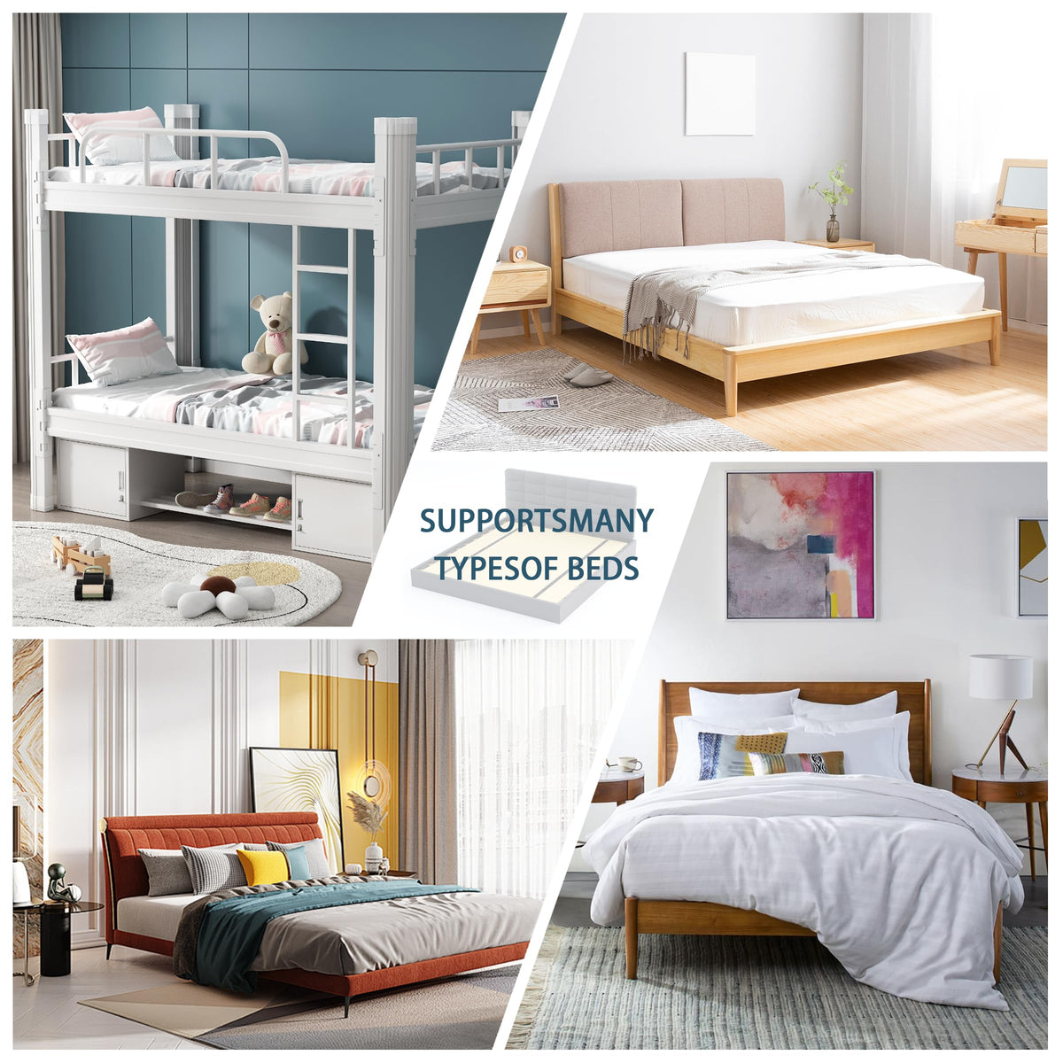 Imperius 60x48 bunkie board central support improves mattress stability.
