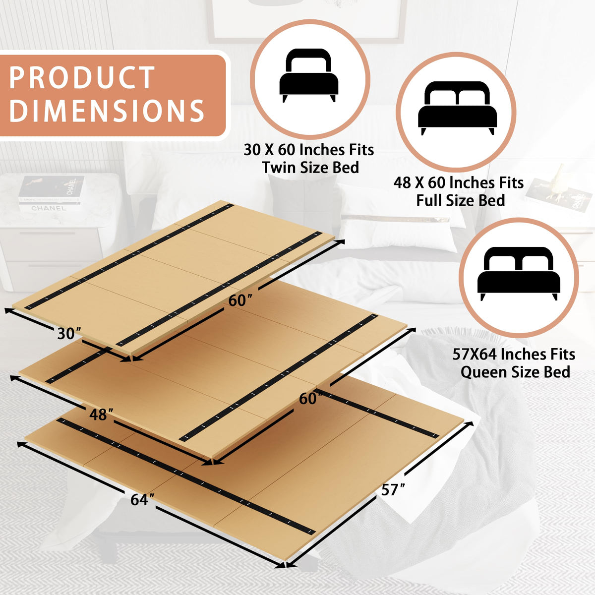 Imperius bunkie board under-mattress view, low-profile foundation for firmer sleep surface.