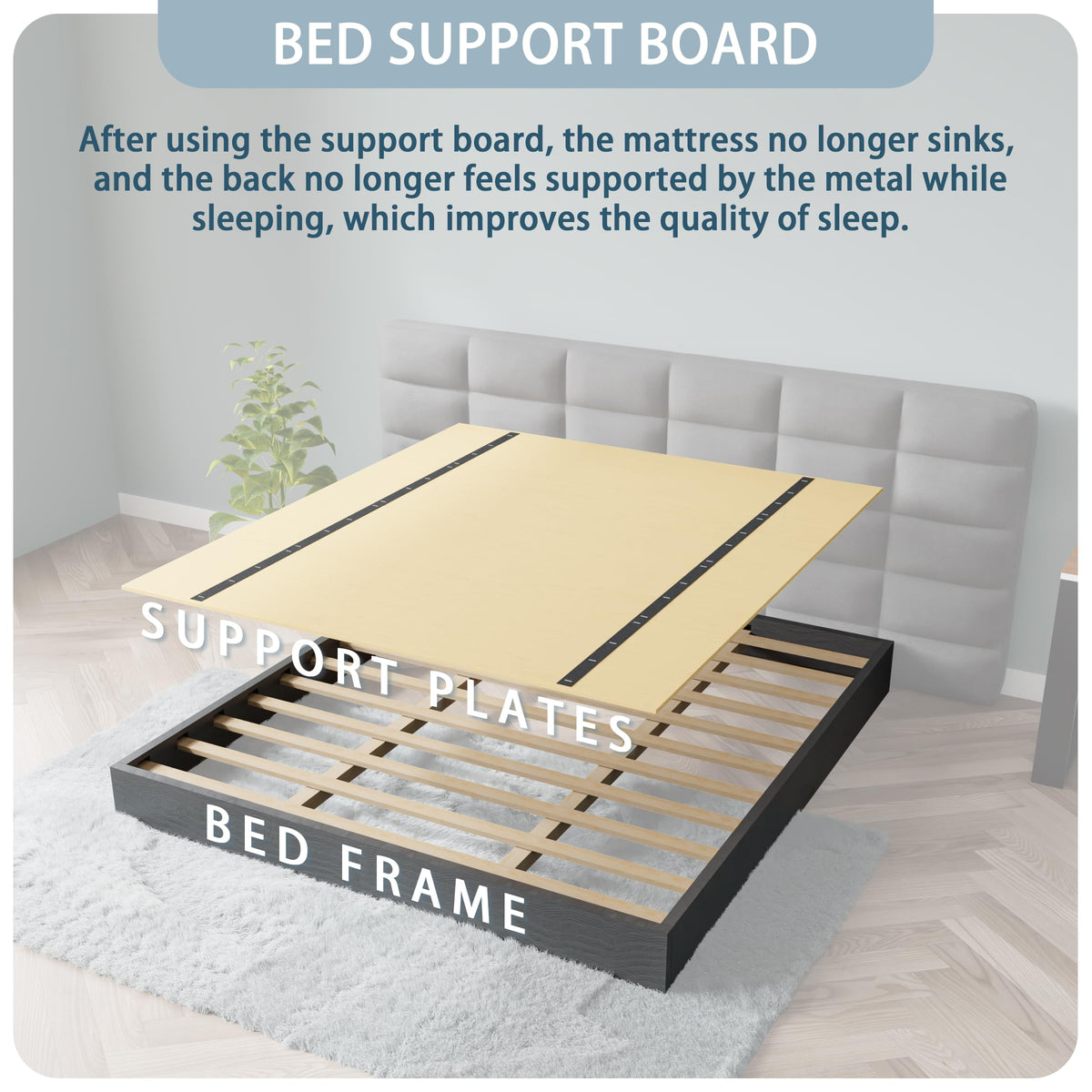 Imperius durable bed board supports kids' beds and bunk beds.