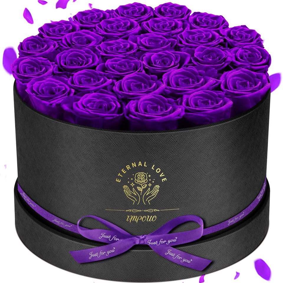 Impouo Forever Flowers: 27 preserved roses in a box for a timeless gift.