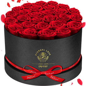 Impouo Forever Flowers: 27 preserved roses in a stylish box for lasting beauty.