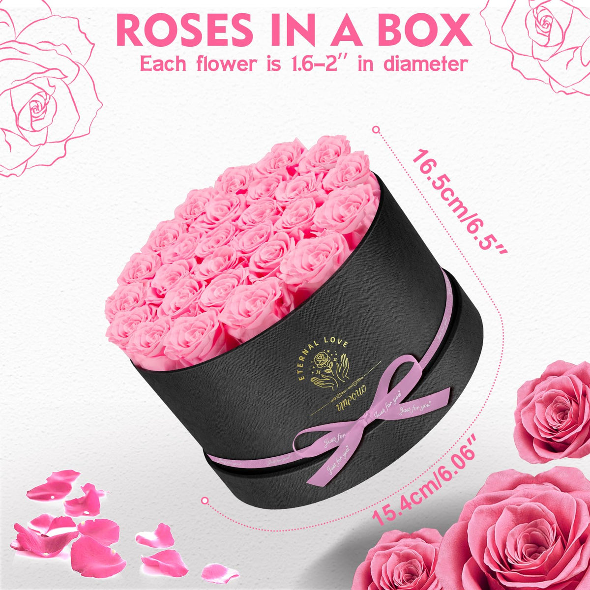 Impouo Forever Flowers blue rose in box, unique color option