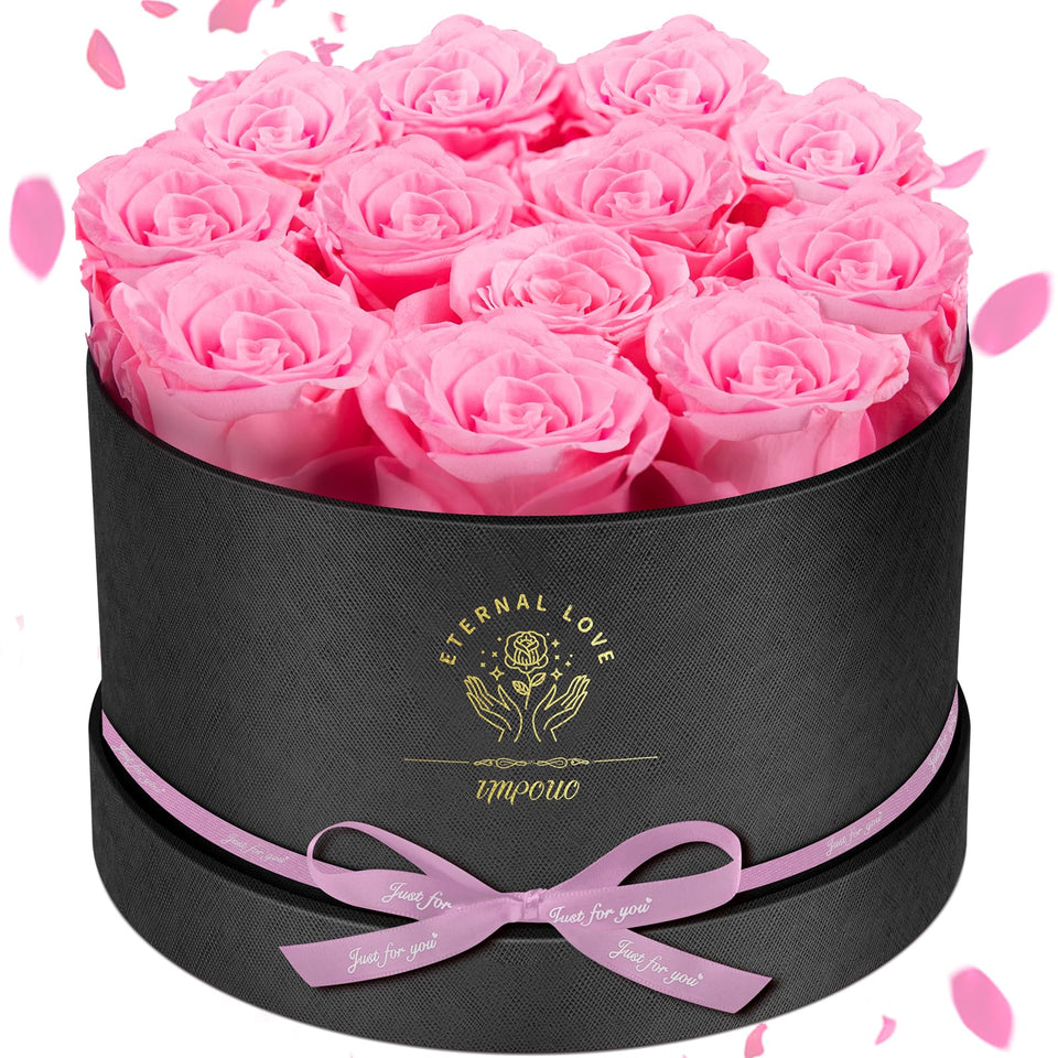 Impouo Forever Flowers heart box with preserved roses, lasting keepsake gift