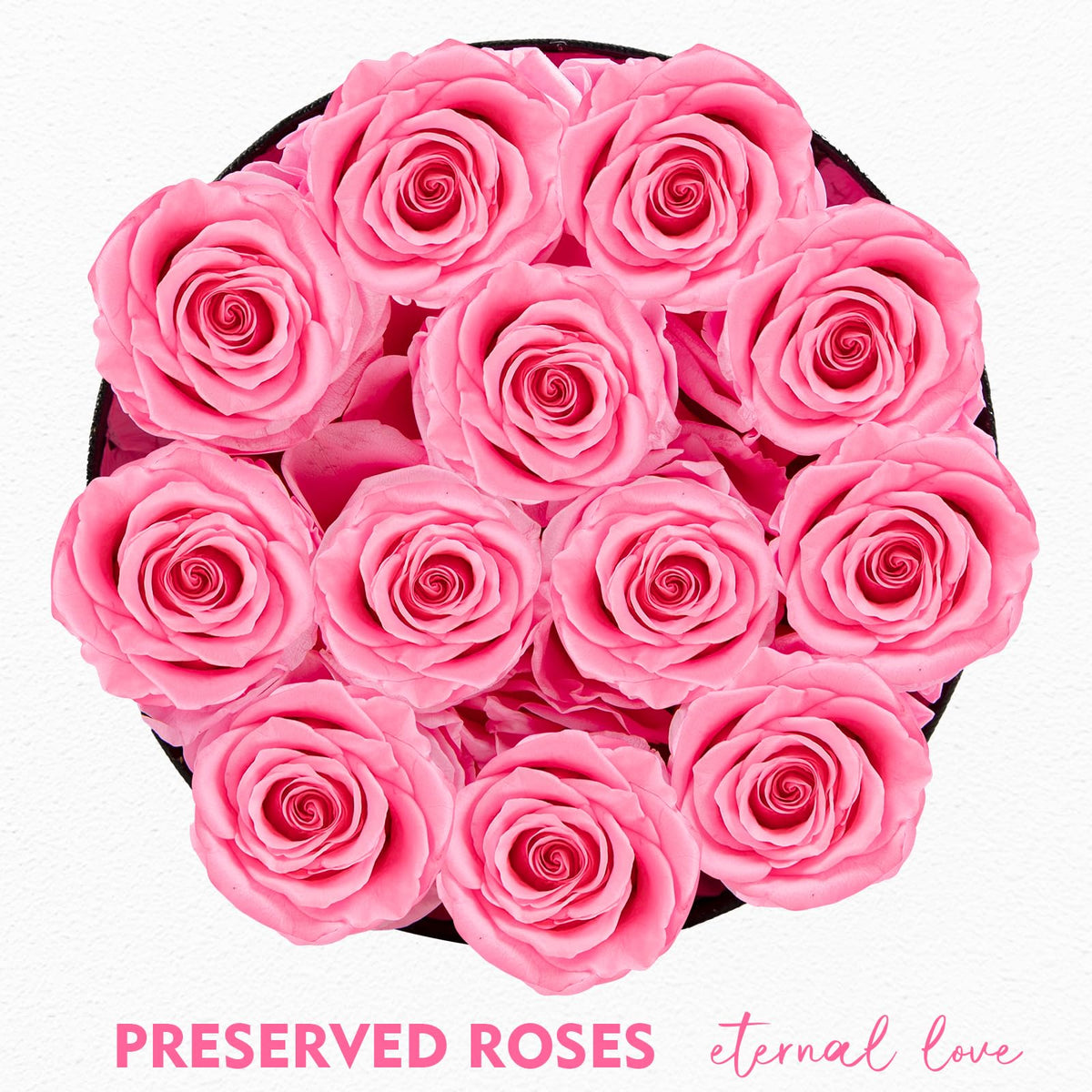 Impouo Forever Flowers pink rose in box, romantic gift idea