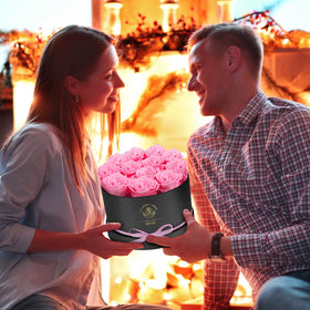 Impouo Forever Flowers white rose in box, modern gift presentation