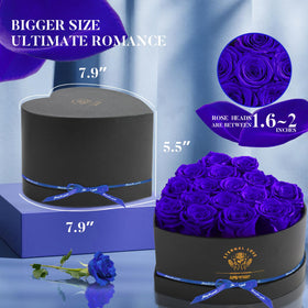 Impouo blue preserved rose bloom with vibrant color.