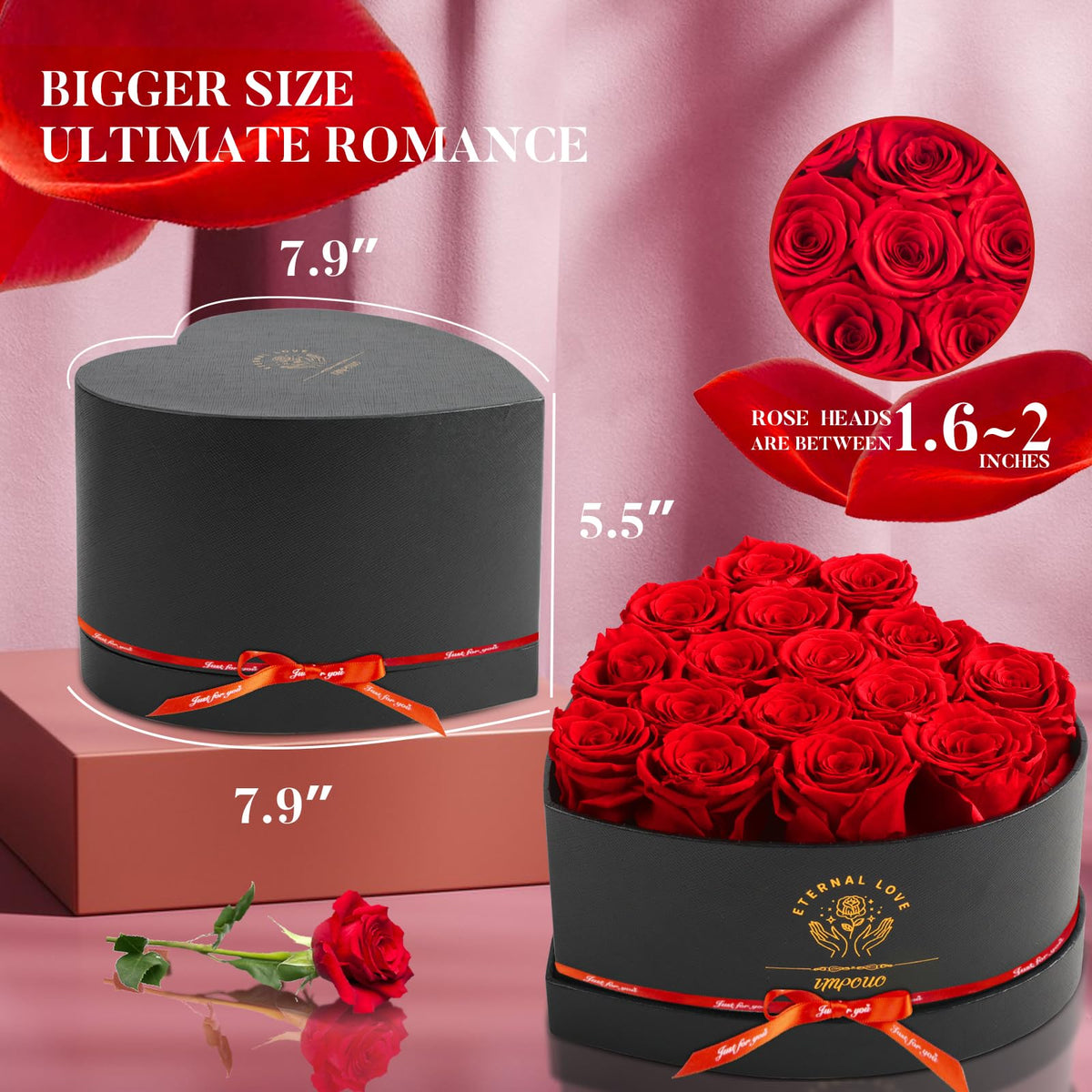 Impouo red preserved rose closeup with vibrant color and longevity