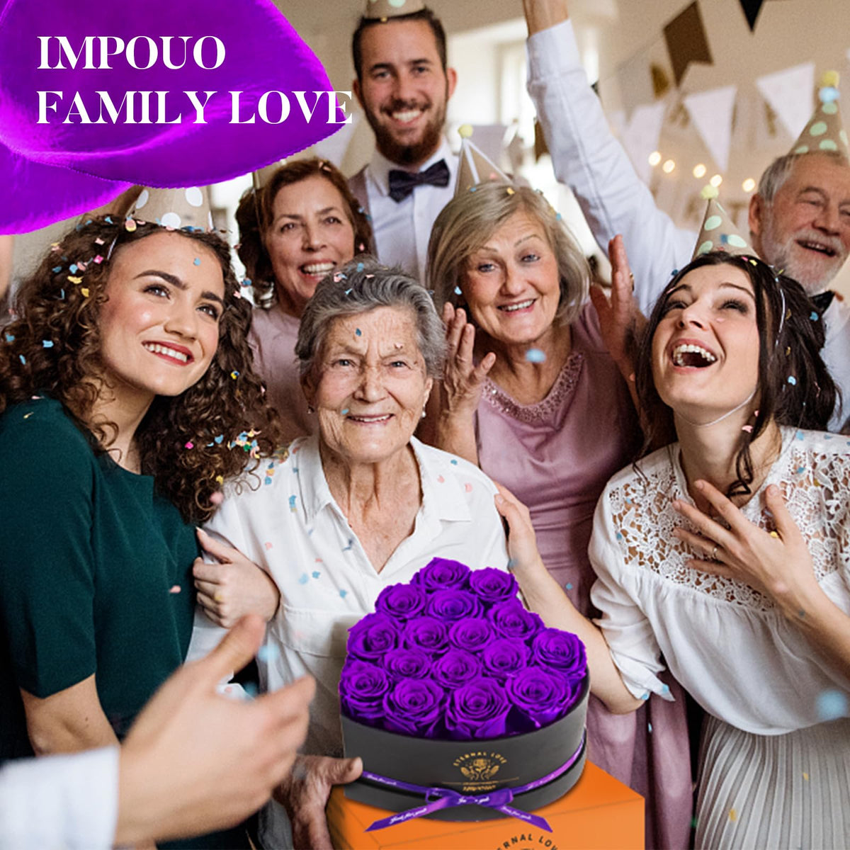 Impouo preserved roses on display in a gift box, low maintenance.