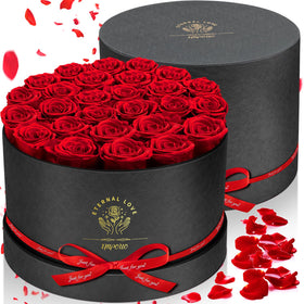 Impouo real preserved roses close-up showing rich color and intricate petals.