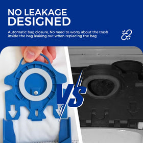 Improvedhand dust-seal design bags help maintain suction and reduce leaks.