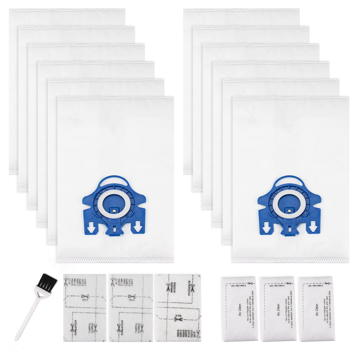 Improvedhand gn bags 12-pack showing robust filtration for Miele canisters