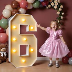 imprsv 3ft light up number 6 stands tall for an eye-catching party backdrop.
