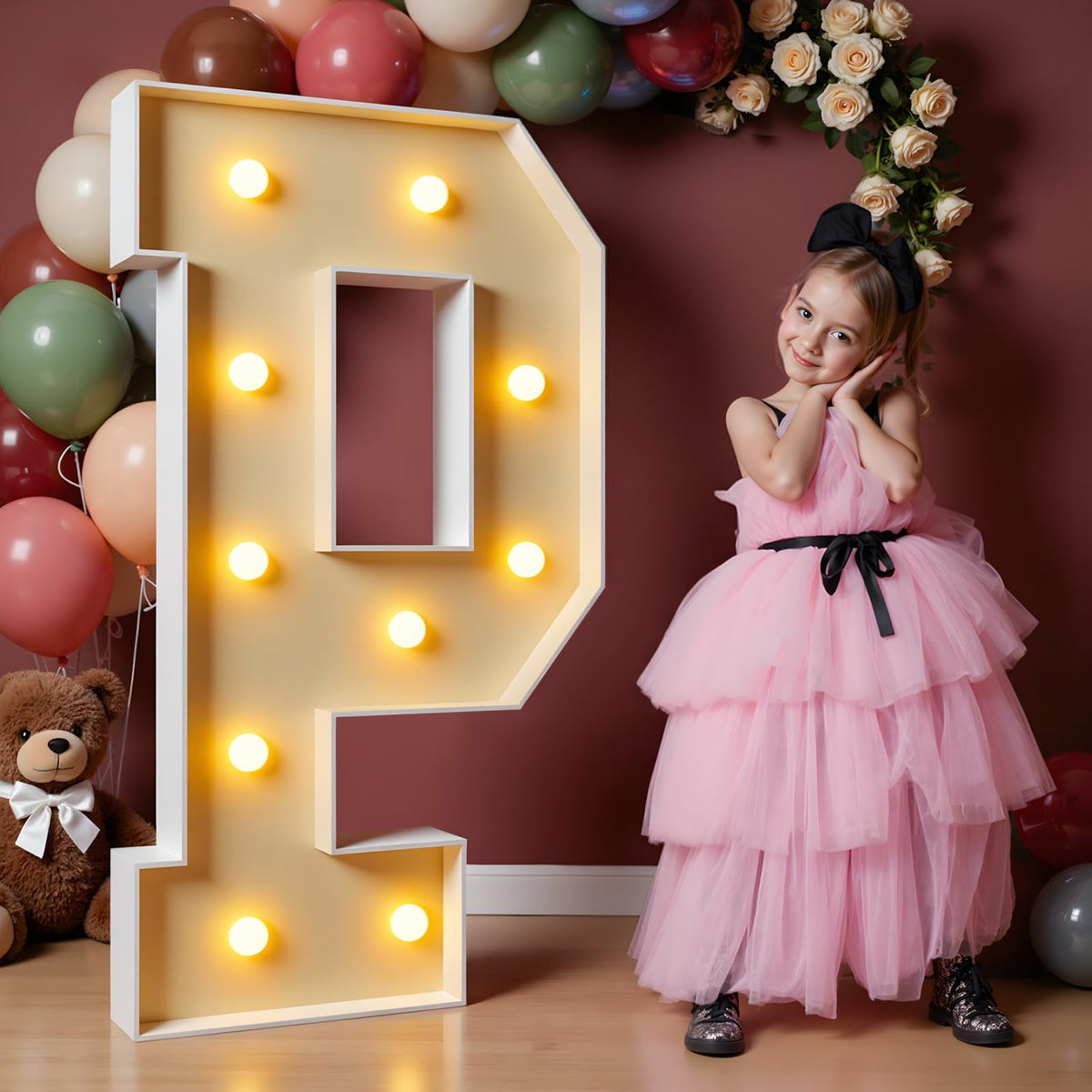 imprsv 4ft marquee letters backdrop setup for a dramatic party photo wall.