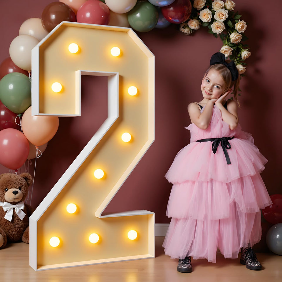 imprsv 4ft marquee number 2 assembly for a bold party backdrop.