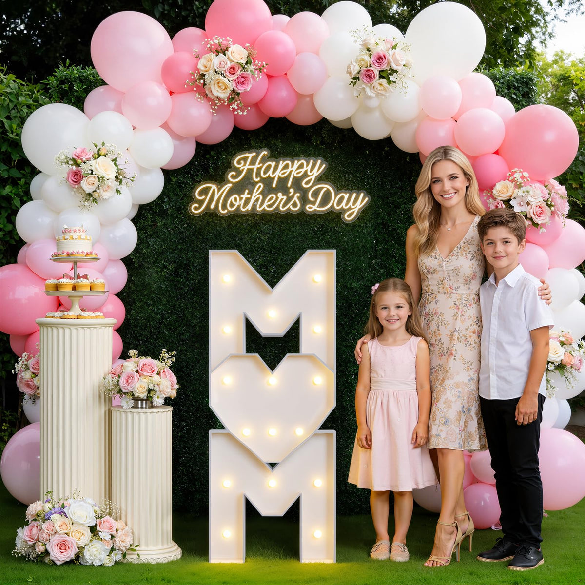 imprsv 4ft mom birthday decor works indoors to avoid weather issues.