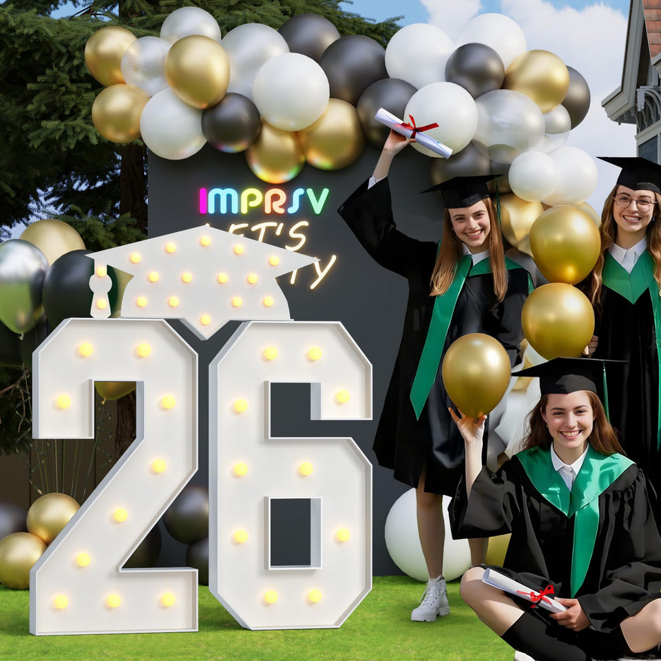 Imprsv class of 2026 4ft marquee numbers backdrop for graduation photo setups.