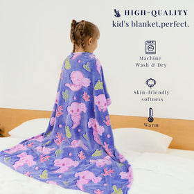 IMUKU axolotl blanket is versatile for bed, sofa, travel, and outdoors.