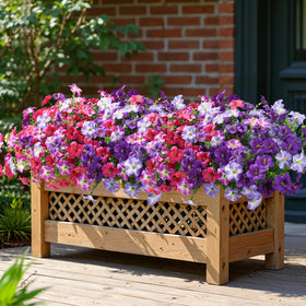 INSPRING twenty-bundle faux flowers simplify outdoor styling.
