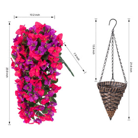 INSPRING bougainvillea basket close-up showing silk texture and UV resilience.