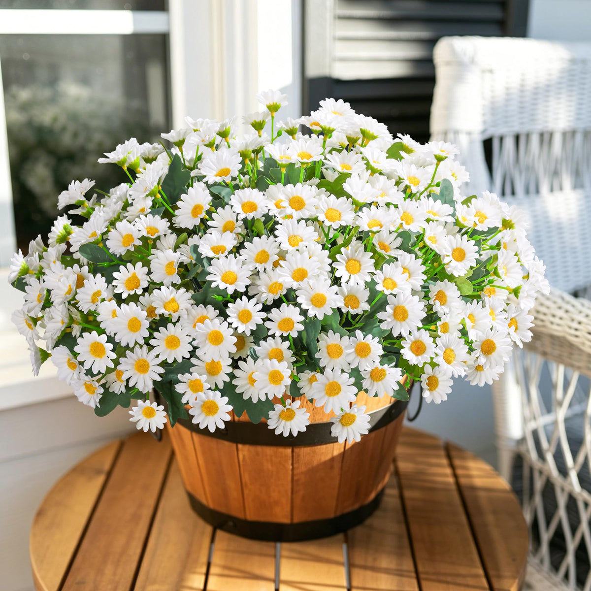 INSPRING artificial flowers provide a seasonal look without watering or pruning.