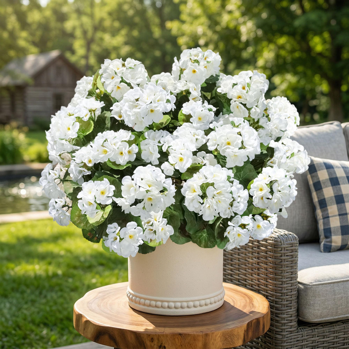 INSPRING fake geraniums indoor-outdoor versatility for versatile styling