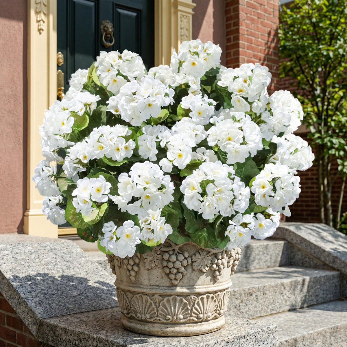 INSPRING fake geraniums UV resistant and waterproof for all-weather use