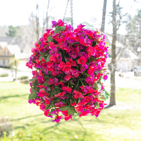 INSPRING front door decor with realistic silk flowers.
