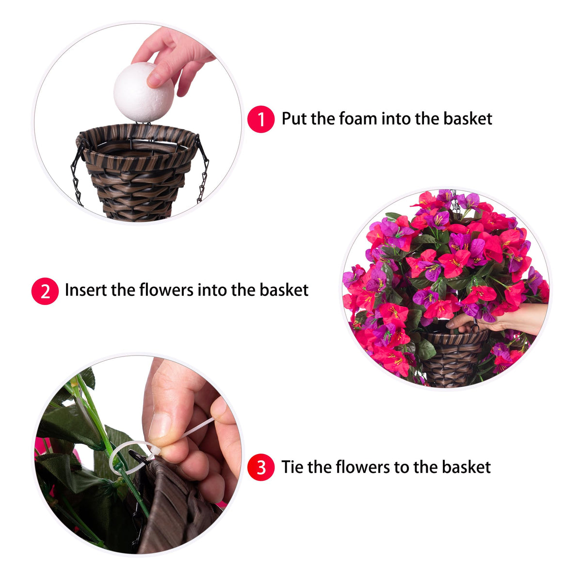 INSPRING hanging flower basket with durable frame and quick setup.