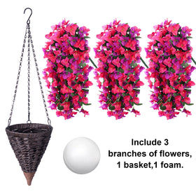 INSPRING outdoor hanging flowers with metal chains suitable for patios and entryways.