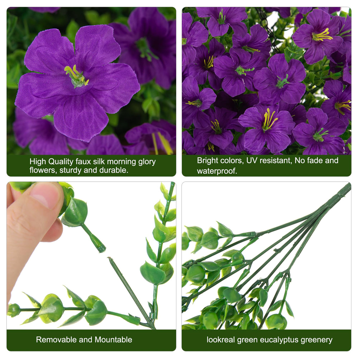 INSPRING outdoor hanging baskets ready petunia and eucalyptus combo.