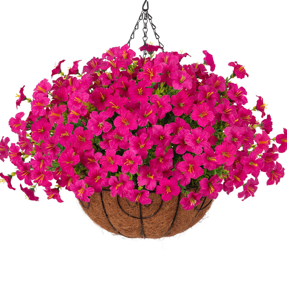 INSPRING petunias hanging basket outdoors adds vibrant color to your porch