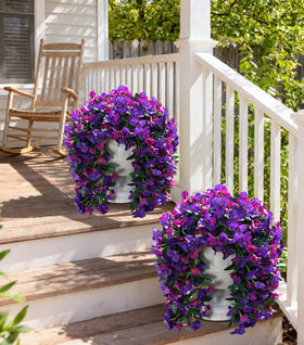 INSPRING silk bougainvillea flowers framing a front door