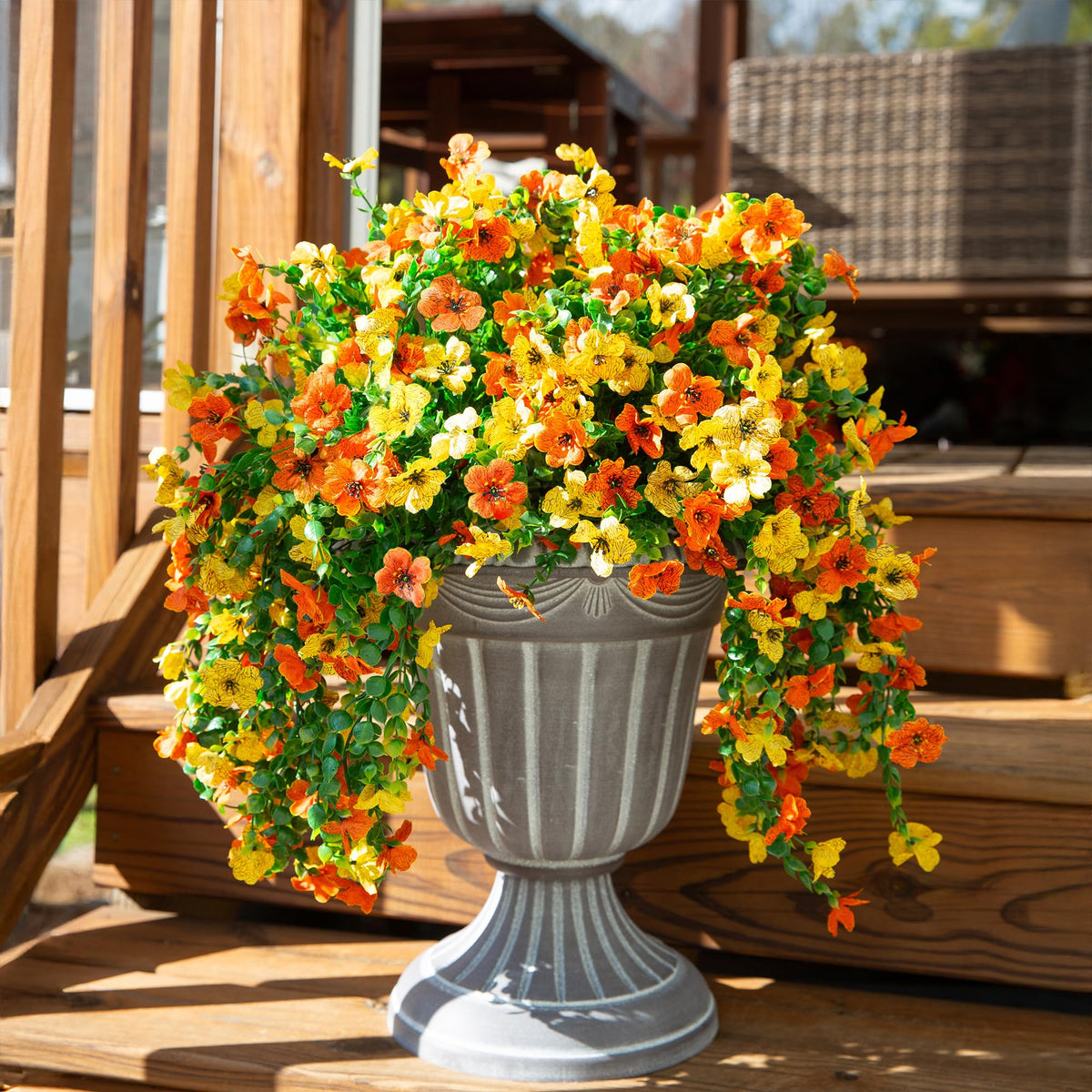 INSPRING silk daisies with eucalyptus trailing vines for year‑round color