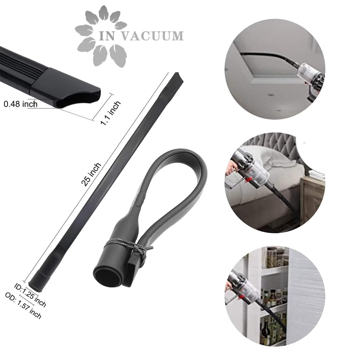 IN VACUUM 12-inch wide brush attachment reaches edges and corners